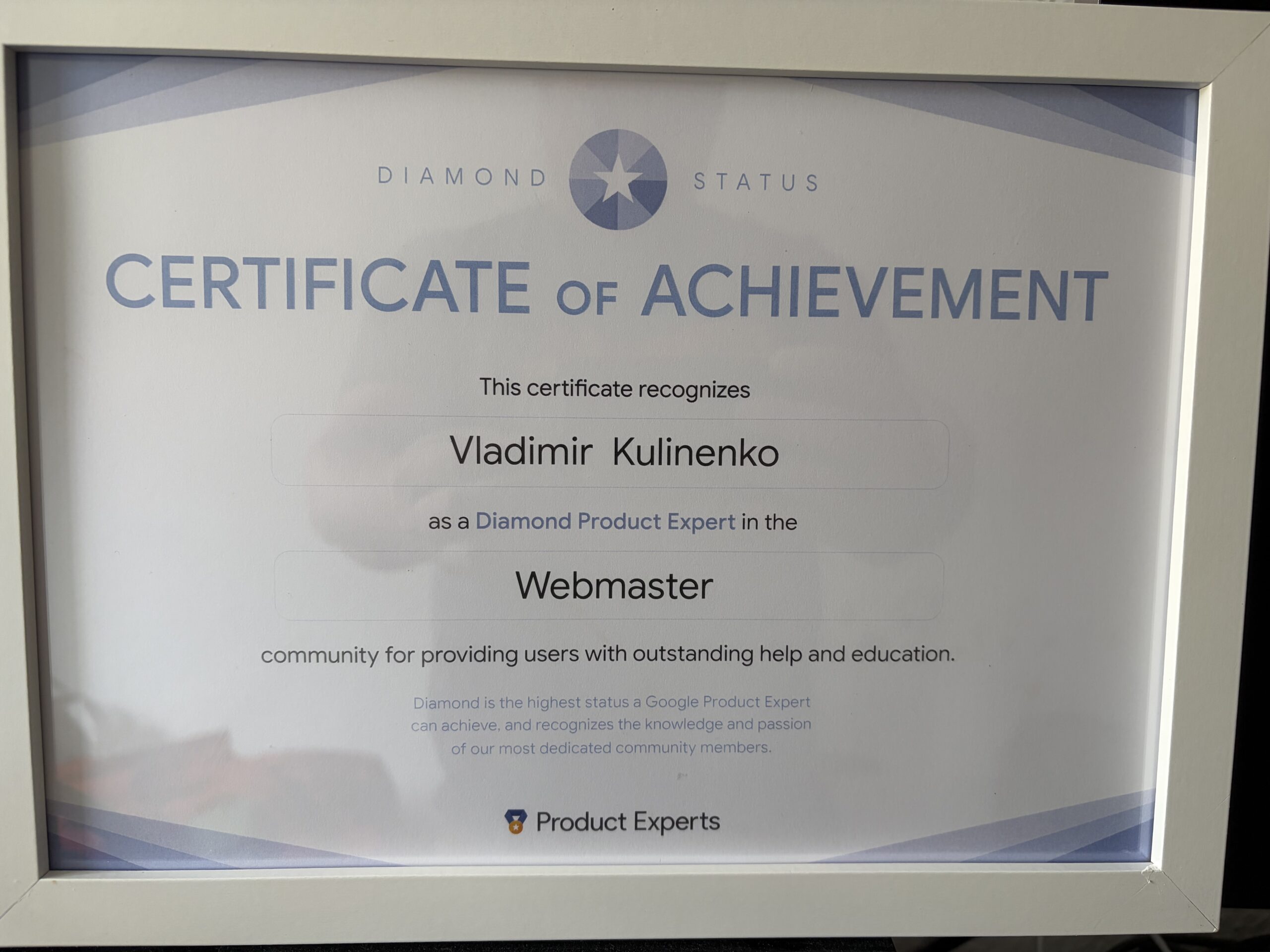 Vladimir Kulinenko — Google Product Expert + Сертификаты Google и Linkedin
